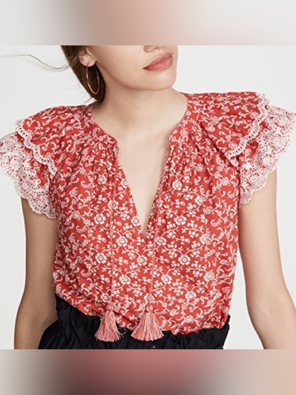 Ulla Johnson Elm Top‎ Poppy Floral Flutter Sleeve Sz 8